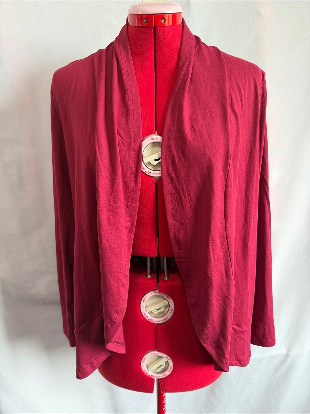 Women's Open-Front Draped Cardigan in Deep Berry